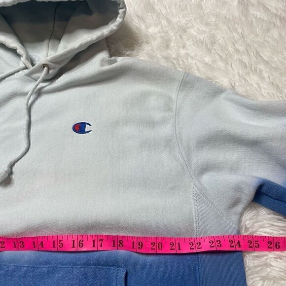 Champion Hoodie Mens Large Blue Ombre Reverse Weave Pullover Sweatshirt - Picture 9 of 11